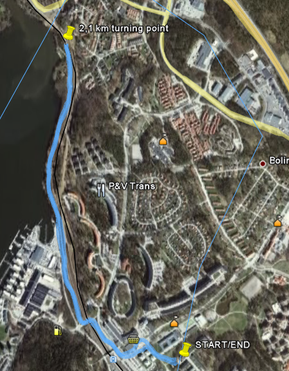 Hem-Trappeberg-Hem 4.2 km Today's run, home to Trappeberg and back home again same route.